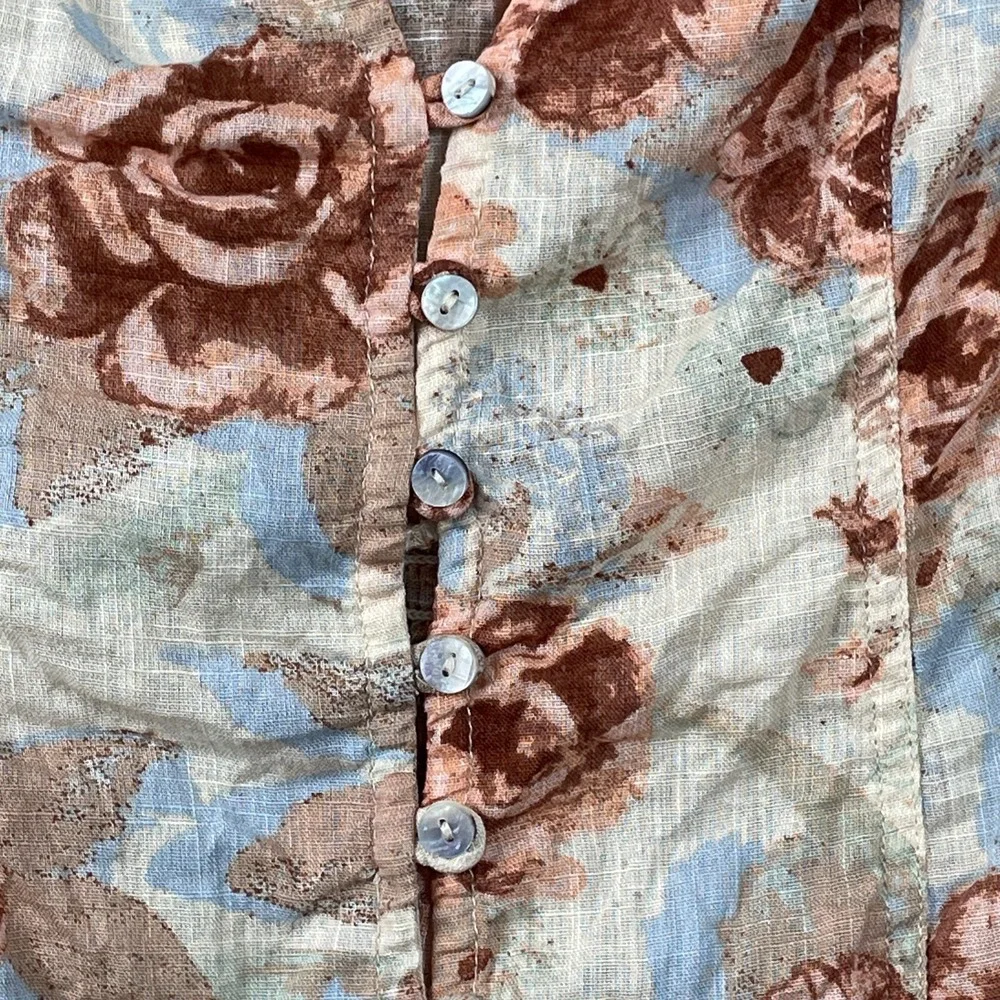 Free People I Found You Top‎ Womens Médium Floral Romantic Cottagecore Button Up